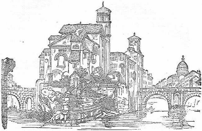 Island in the Tiber, with the Fabrician and Cestian Bridges. Island in the Tiber, with the Fabrician and Cestian Bridges.