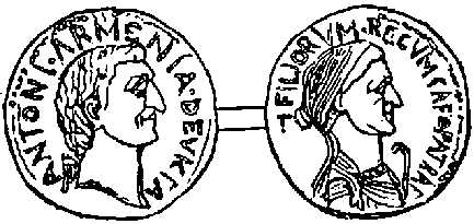 Coin of Antony and Cleopatra. Coin of Antony and Cleopatra.