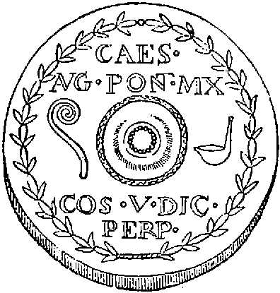 Medal of Augustus, showing the myrtle crown, or Corona ovalis. Medal of Augustus, showing the myrtle crown, or Corona ovalis.
