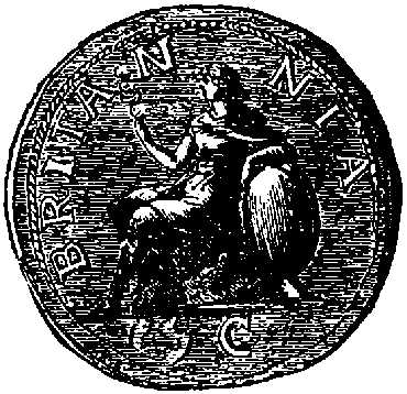 Copper Coin of Antoninus Pius, about A.D. 138, showing figure of Britannia. Copper Coin of Antoninus Pius, about A.D. 138, showing figure of Britannia.