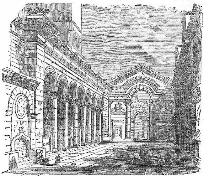 The Court-yard of Diocletian's Palace at Spalatro. The Court-yard of Diocletian's Palace at Spalatro.