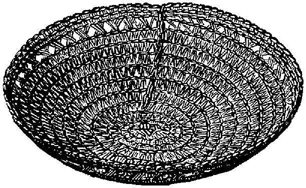 Fig. 306. Decorative effects produced by variations in the radiate or warp series in an open work tray