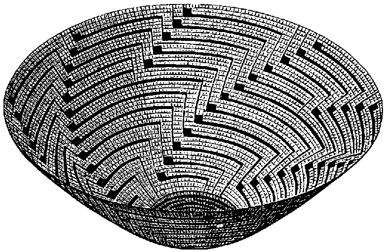 Fig. 322. Coiled basket with ornament arranged in zigzag rays