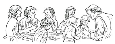 Gathered round the table. Gathered round the table.