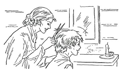 Cutting Abe's hair. Cutting Abe's hair.