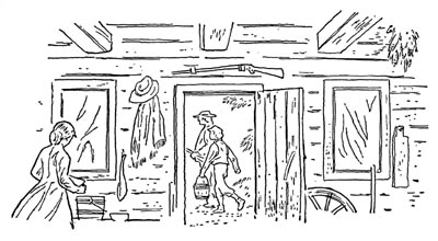Sarah makes the cabin into a home. Sarah makes the cabin into a home.