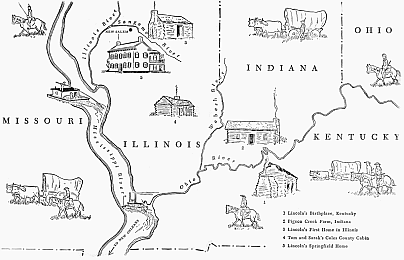 Map of Abe's home states. Map of Abe's home states.