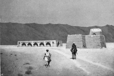 Typical Caravanserai and Mud Fort in the Desert between Yezd and Kerman. Typical Caravanserai and Mud Fort in the Desert between Yezd and Kerman.