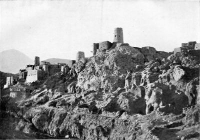 The Village of Naiband, and Rock Dwellings in the Cliff. The Village of Naiband, and Rock Dwellings in the Cliff.