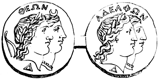 Apollo and Diana—Twin-deities of the Chace: Silver coin of Delos