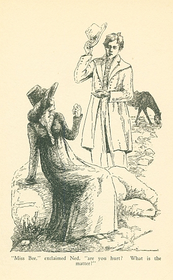 "Miss Bee," exclaimed Ned, "are you hurt? What is the matter?"