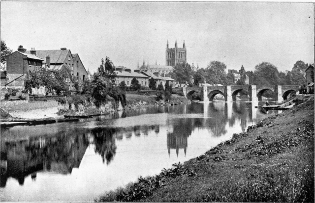 HEREFORD FROM THE WYE. Illustration: HEREFORD FROM THE WYE.
