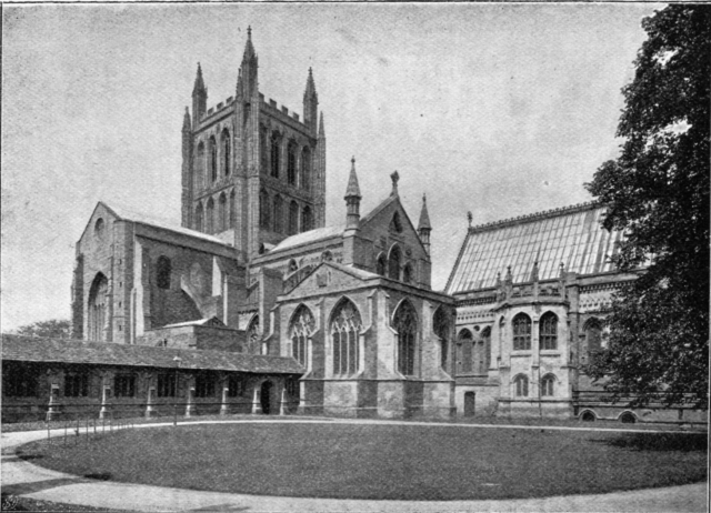 HEREFORD CATHEDRAL, FROM THE SOUTH-EAST. Illustration: HEREFORD CATHEDRAL, FROM THE SOUTH-EAST.