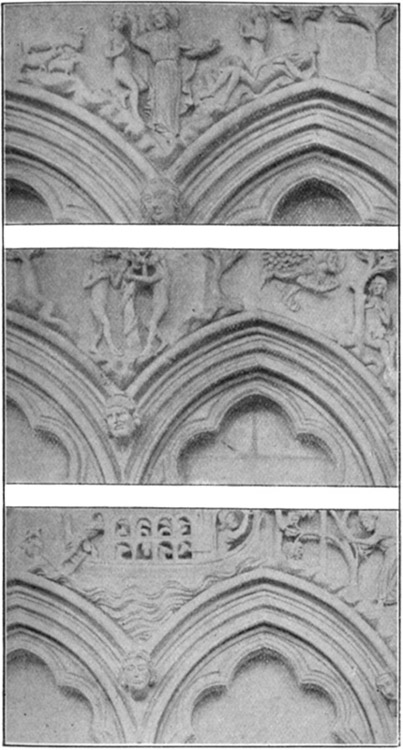 DETAILS OF SCULPTURES IN THE CHAPTER HOUSE.