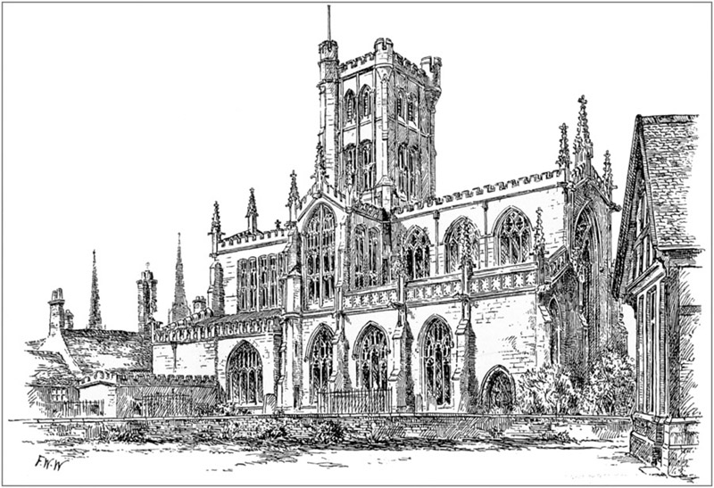 CHURCH OF ST. JOHN BAPTIST, FROM BOND'S HOSPITAL.