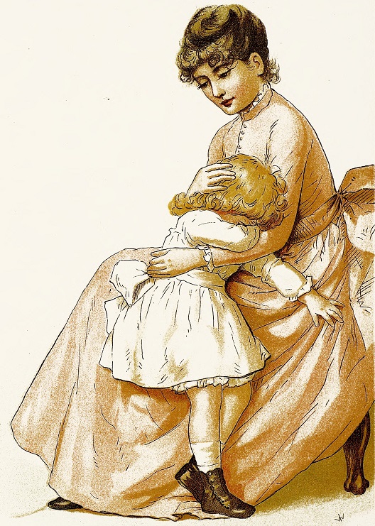 Mother comforts her child