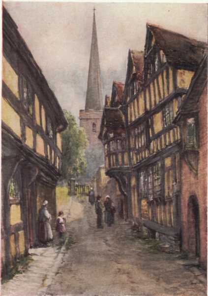 OLD HALF-TIMBERED HOUSES IN LEDBURY. OLD HALF-TIMBERED HOUSES IN LEDBURY.