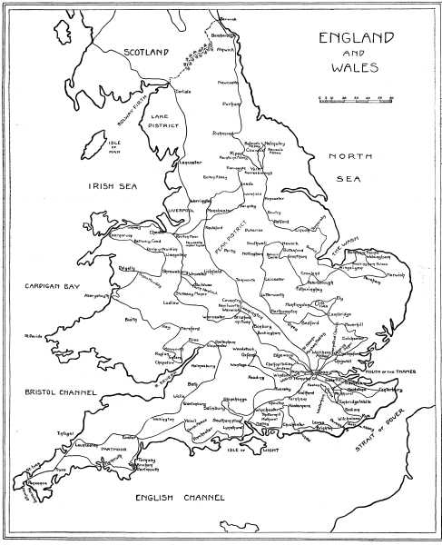 MAP OF ENGLAND AND WALES. MAP OF ENGLAND AND WALES.
