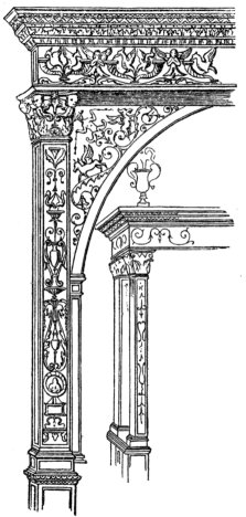 7. Pilaster and Cornice from the Tomb of Bishop James, Cathedral, Dol.