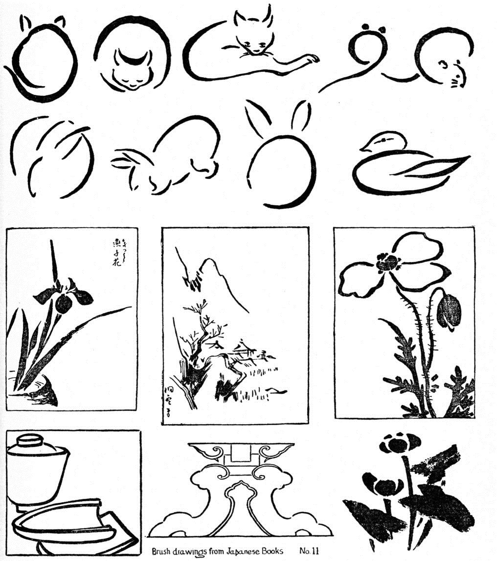 LINE DRAWING II. Brush drawings from Japanese Books.