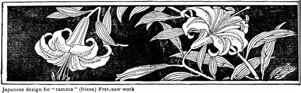 Japanese design for “ramma” (frieze) Fret-saw work.