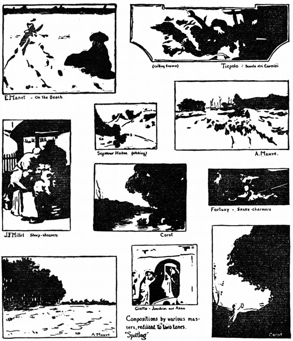 NOTAN X. Compositions by various masters, reduced to two tones. “Spotting.”