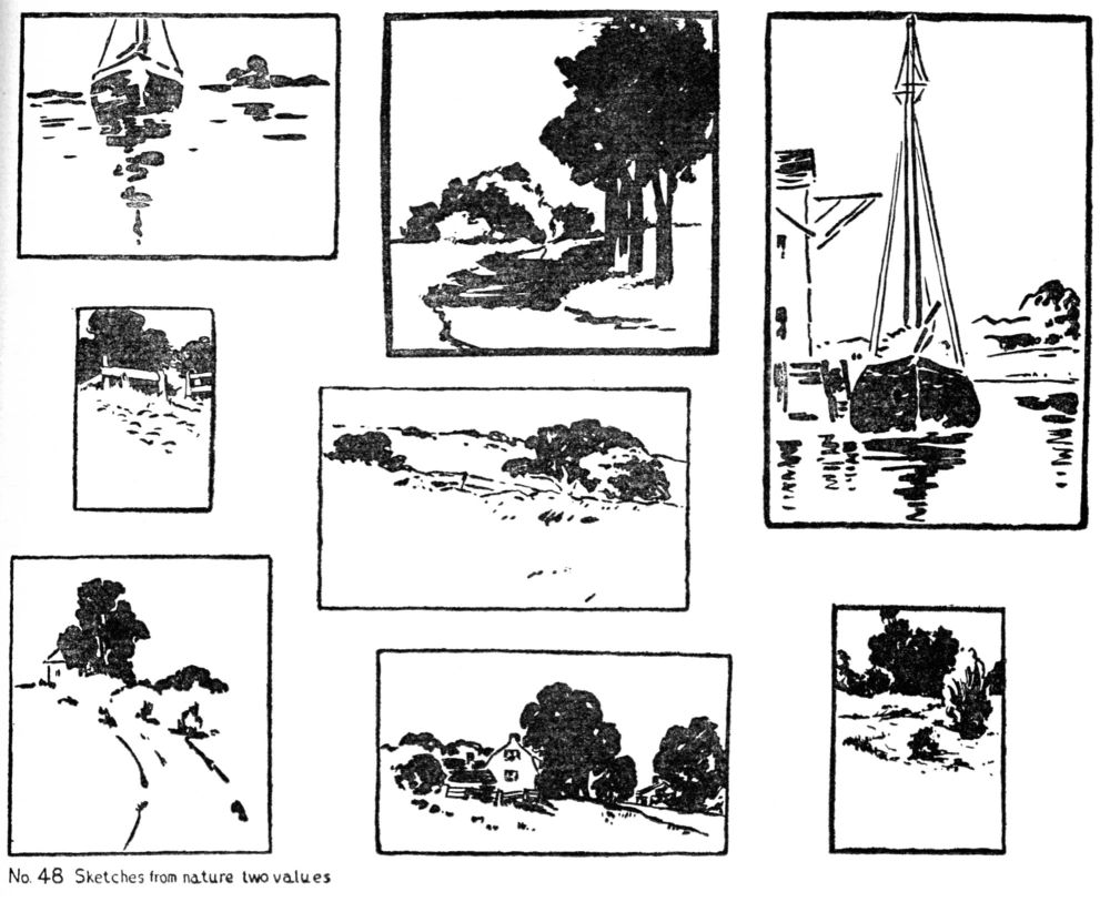 No. 48. Sketches from nature in two values.