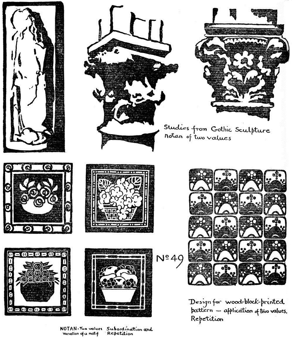 Notan, two values, variations of a motif. Subordination and Repetition.