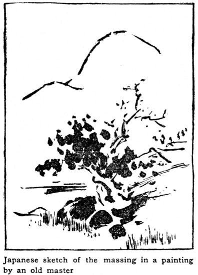 Japanese sketch of the massing in a painting by an old master