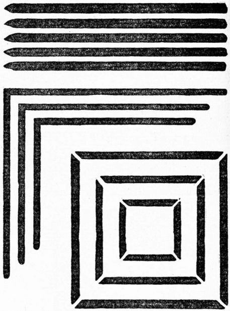 Practice-lines drawn with Japanese Brush.