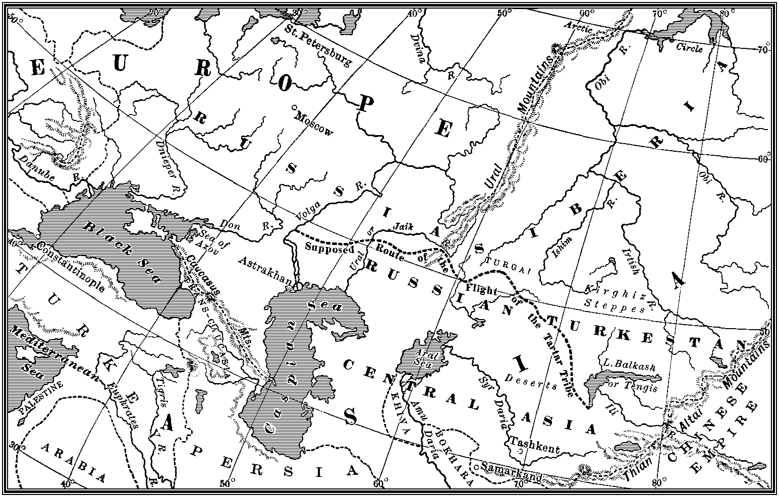 ROUTE OF THE TARTARS IN THEIR FLIGHT ROUTE OF THE TARTARS IN THEIR FLIGHT