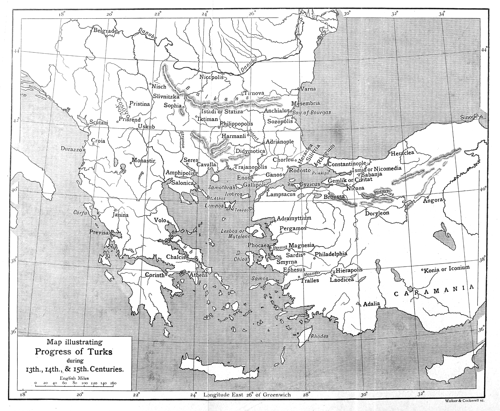 Map illustrating Progress of Turks