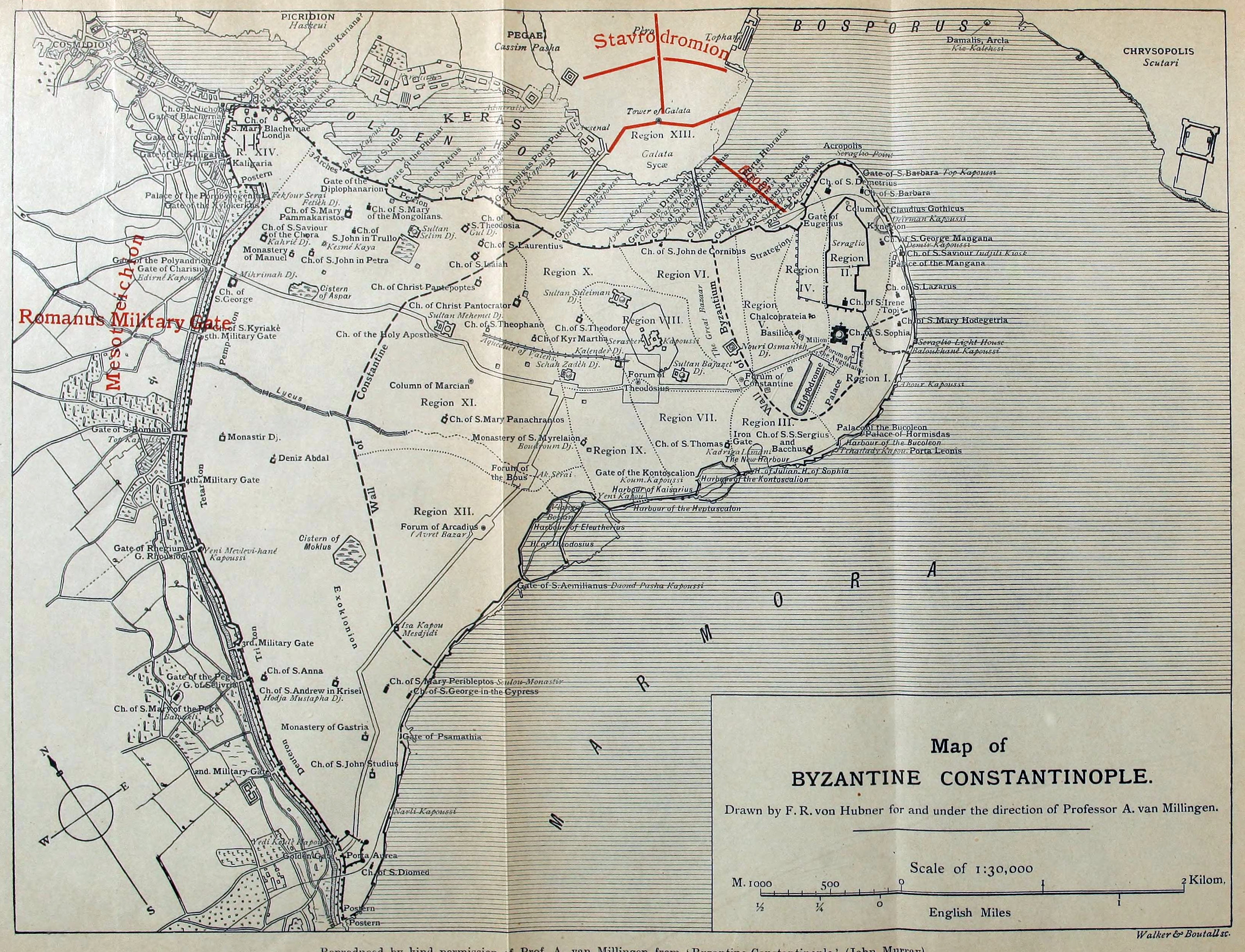 Map of BYZANTINE CONSTANTINOPLE.