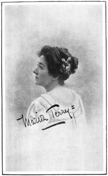 MARION TERRY Showing her autograph, 1901. Photograph by Lallie Charles