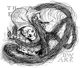 The Dwarf A hunchbacked dwarf in profle, with an extremely long beard swirling around him.