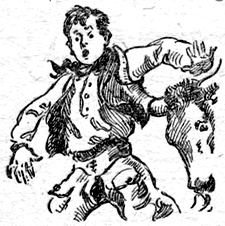 Buck caught on a steer’s horn
