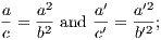 a- a2 a′ a′2- c = b2 and c′ = b′2;