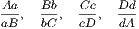 Aa- Bb Cc- Dd- aB , bC, cD, dA