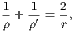 1 1- 2 ρ + ρ′ = r,