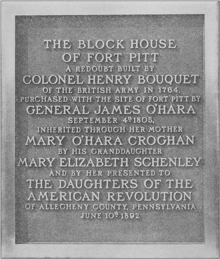Bronze Tablet at Entrance to Block House Grounds.