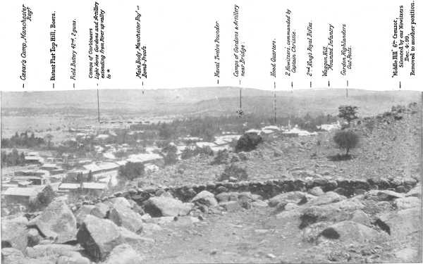 THE BRITISH POSITION AT LADYSMITH, LOOKING NEARLY DUE SOUTH THE BRITISH POSITION AT LADYSMITH, LOOKING NEARLY DUE SOUTH