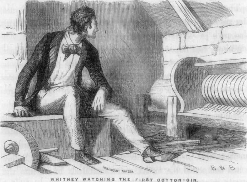 WHITNEY WATCHING THE FIRST COTTON-GIN