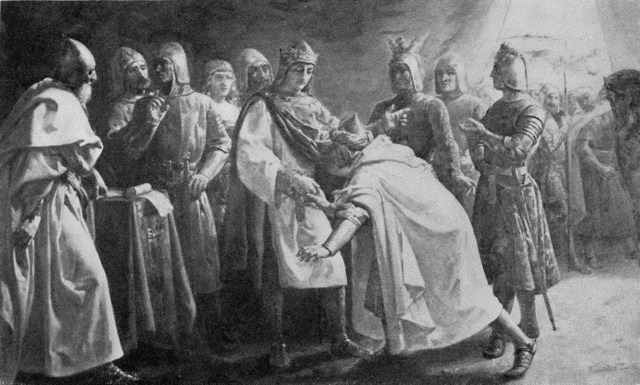MOORISH KING PAYING HOMAGE TO THE KING OF CASTILE. Illustration: MOORISH KING PAYING HOMAGE TO THE KING OF CASTILE.