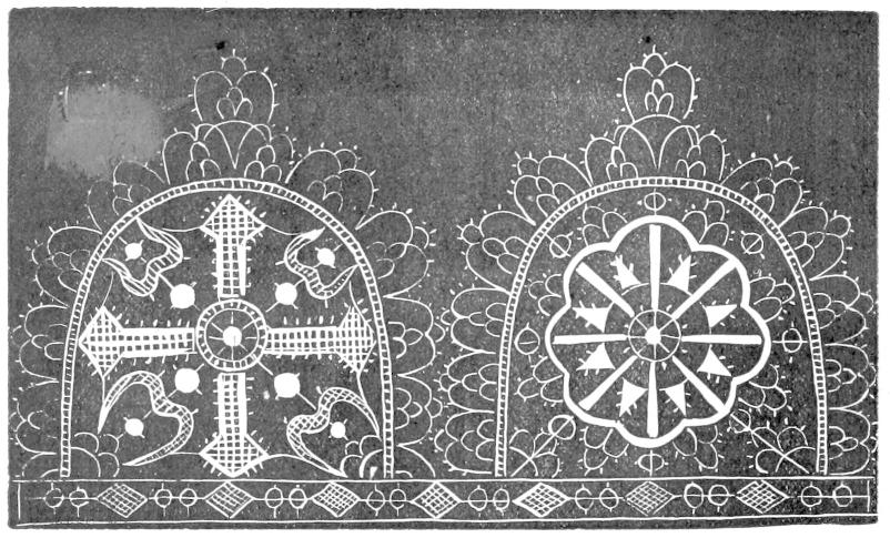 Two lace points with cross and eight spoked pattern Two lace points with cross and eight spoked pattern