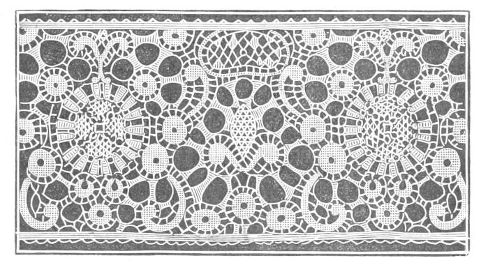 Lace with oval voids and radiant sun designs Lace with oval voids and radiant sun designs