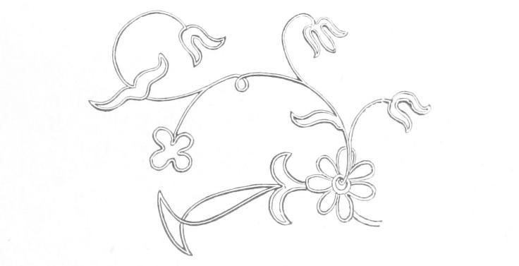Lace pattern - flowers and stems on parchment Lace pattern - flowers and stems on parchment