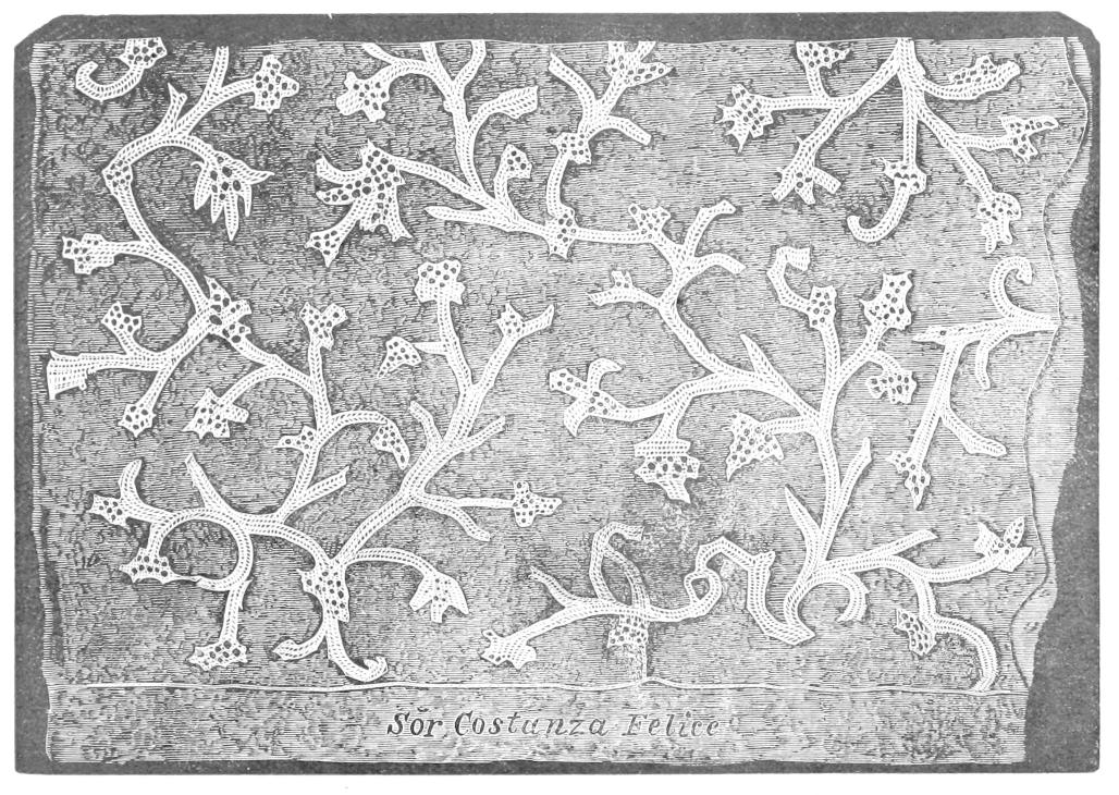 Partly worked lace on parchment Partly worked lace on parchment