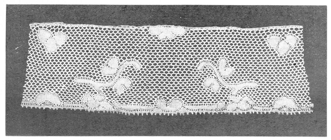 Lace strip with hexagonal ground Lace strip with hexagonal ground