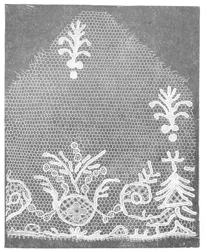 Lace with crude tree designs Lace with crude tree designs