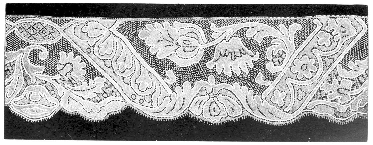 Lace with rough foliage and flowers Lace with rough foliage and flowers